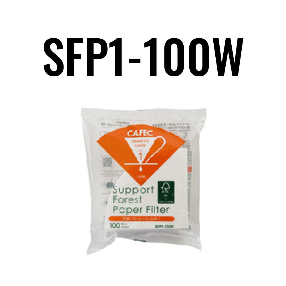 Cafec Paper Filter SFP1-100W - Cone V60-01 Cup-1 100-Sheets - White - SFP FSC
