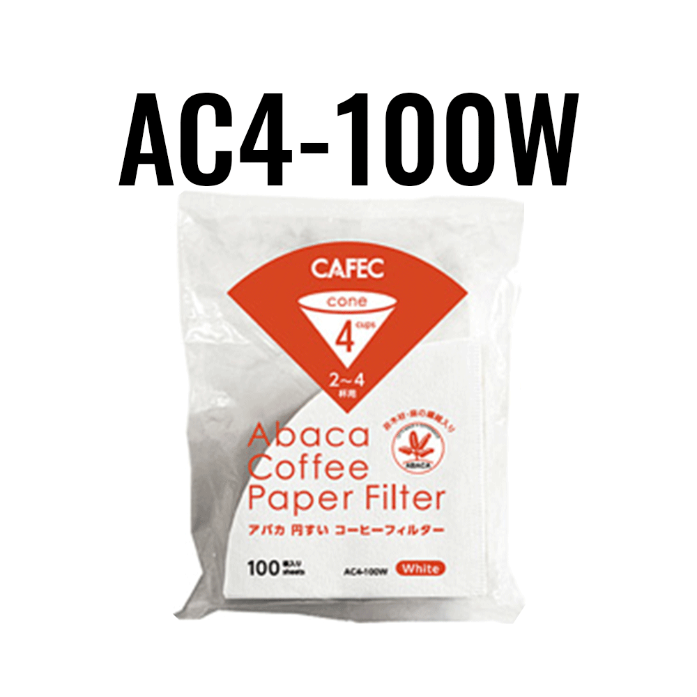 Cafec Paper Filter AC4-100W - Cone V60-02 Cup-4 100-Sheets - White - Abaca