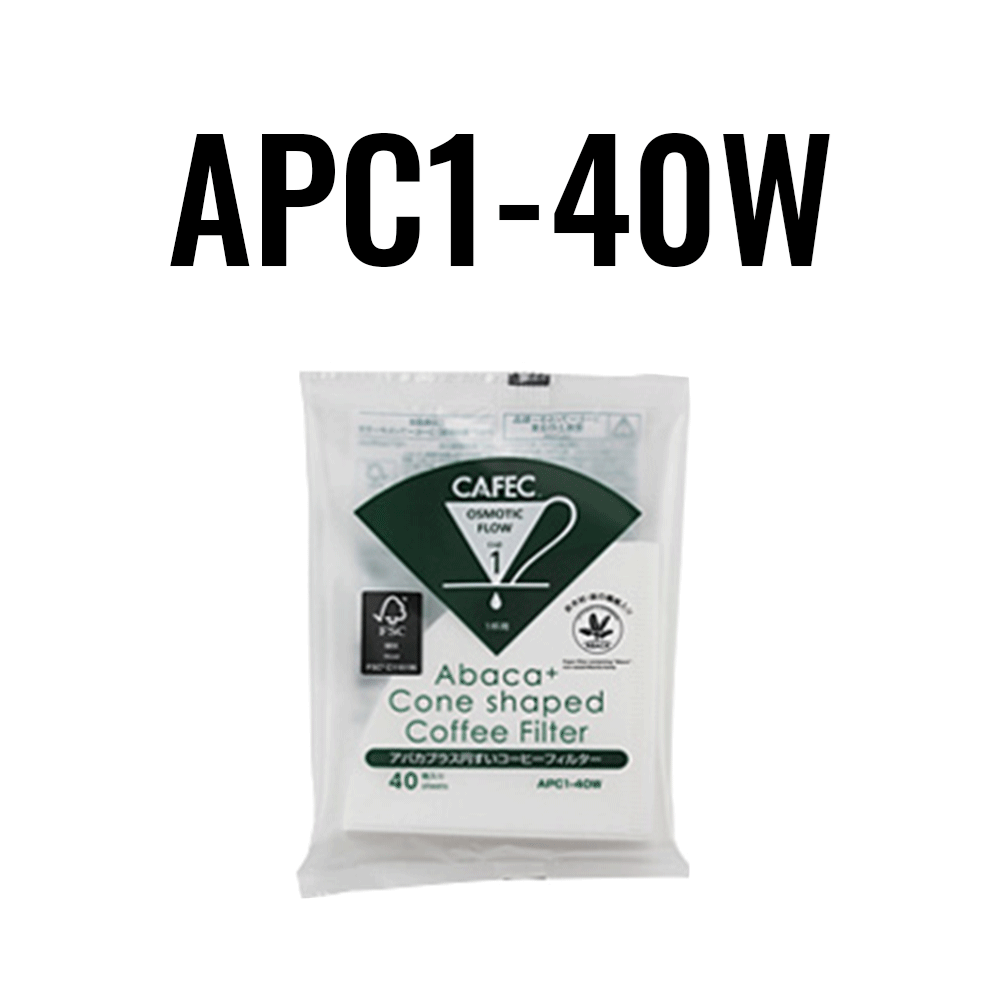Combo 2 x Cafec Paper Filter APC1-40W - Cone V60-01 Cup-1 40-Sheets - White - Abaca+