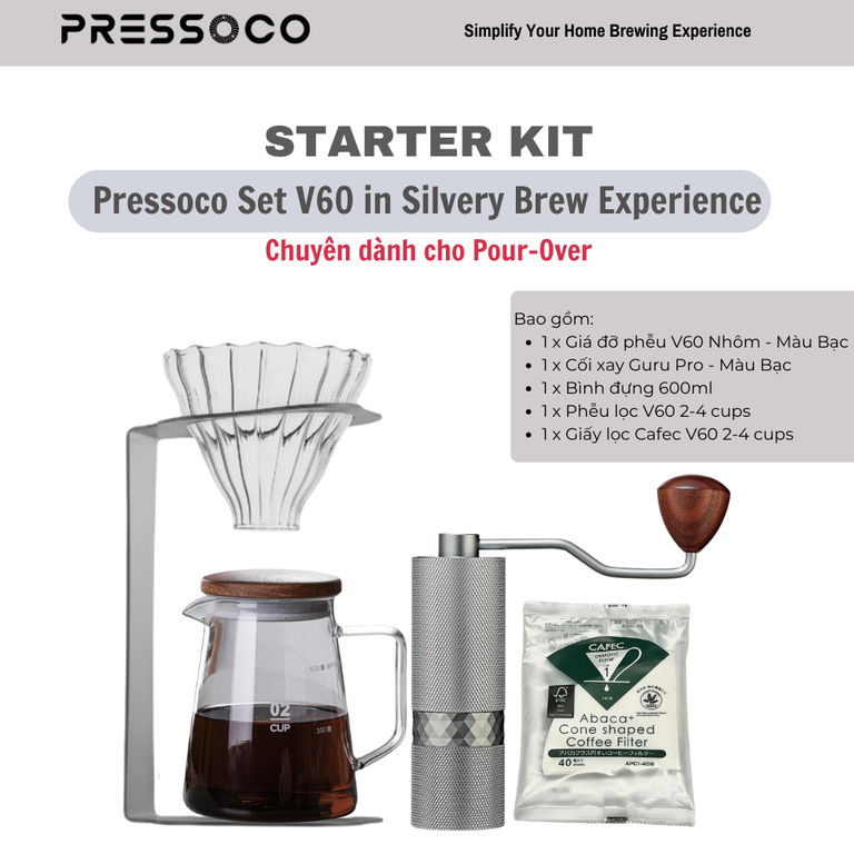 Starter Kit Pressoco Set V60 in Gray Brew Experience