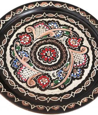 Turkey Tray Handcrafted & Painted Copper Turkish Coffee