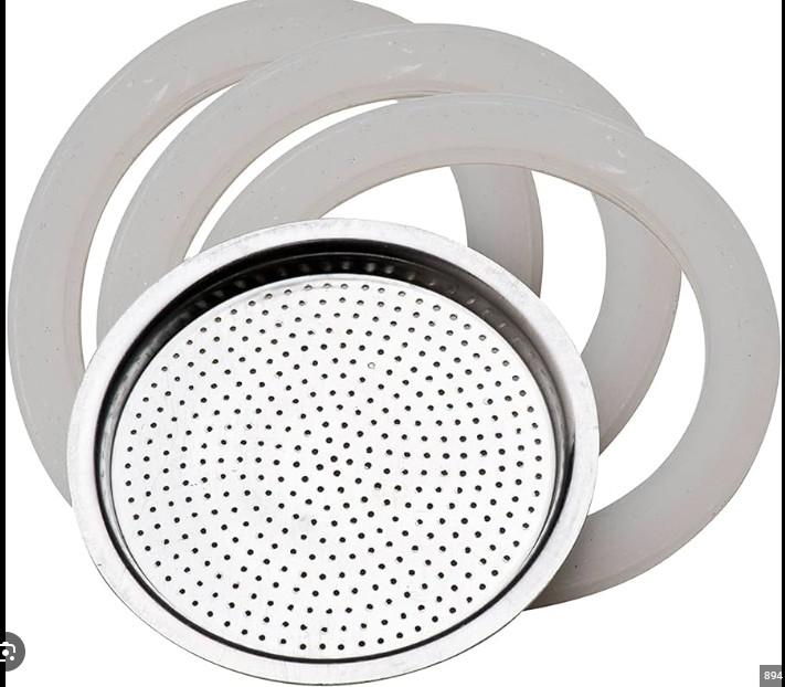 Combo 2 x PEDRINI Replacement 3 Gaskets & 1 Filter Kaffettiera Coffee Maker 2 Cups