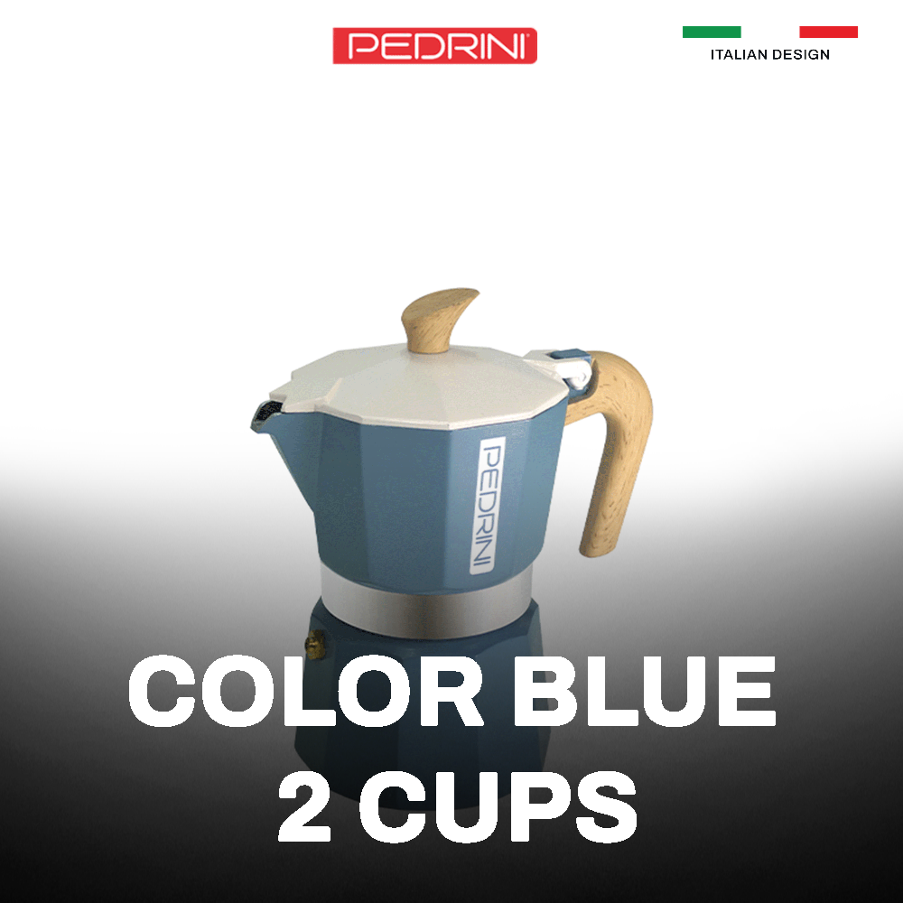 PEDRINI MyMoka Color Coffee Maker 2 Cups - Vintage Blue
