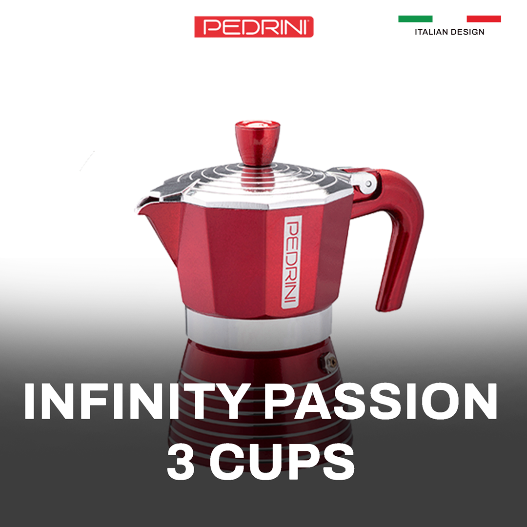 PEDRINI Infinity Passion Coffee Maker 3 Cups - Red 2