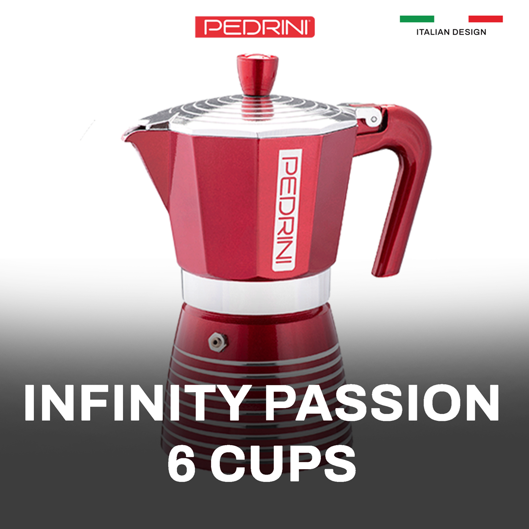 PEDRINI Infinity Passion Coffee Maker 6 Cups - Red