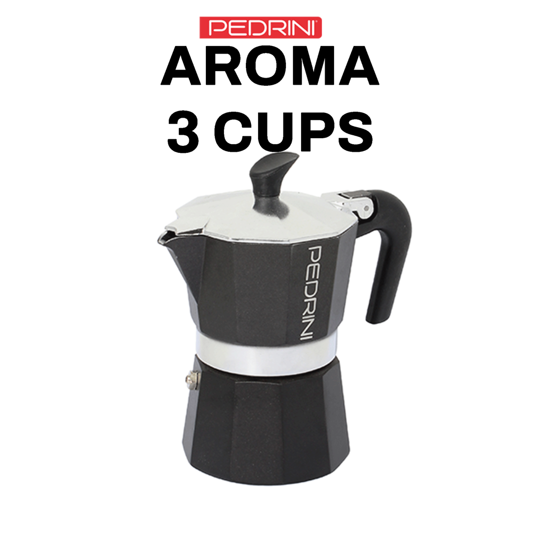 PEDRINI Aroma Coffee Maker 3 Cups - Black