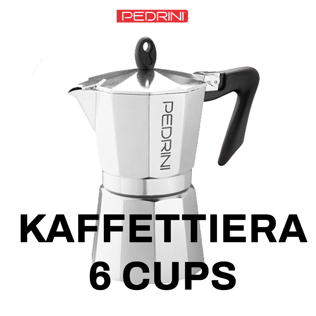 PEDRINI Kaffettiera Coffee Maker 6 Cups - Black