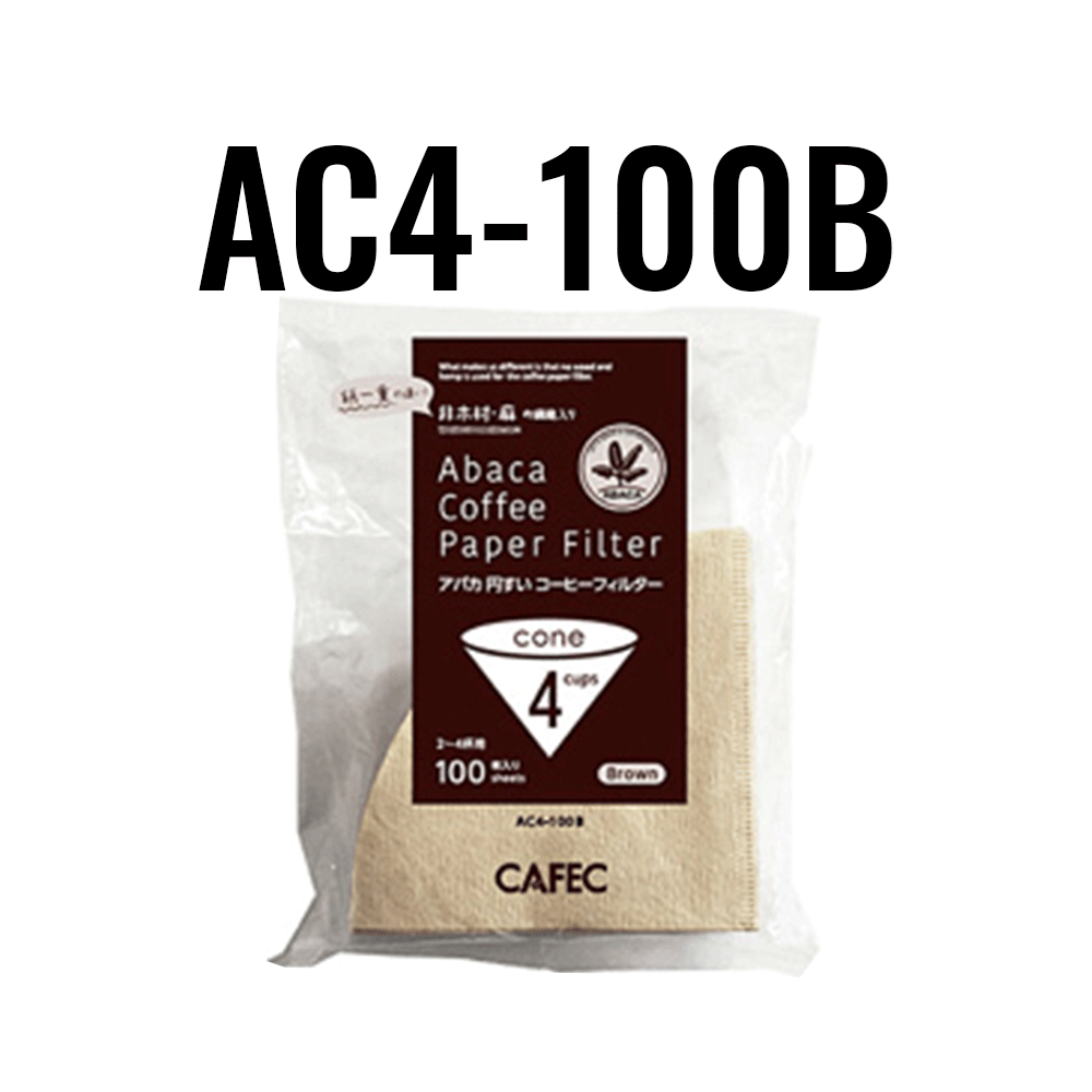 Cafec Paper Filter AC4-100B - Cone V60-02 Cup-4 100-Sheets - Brown - Abaca