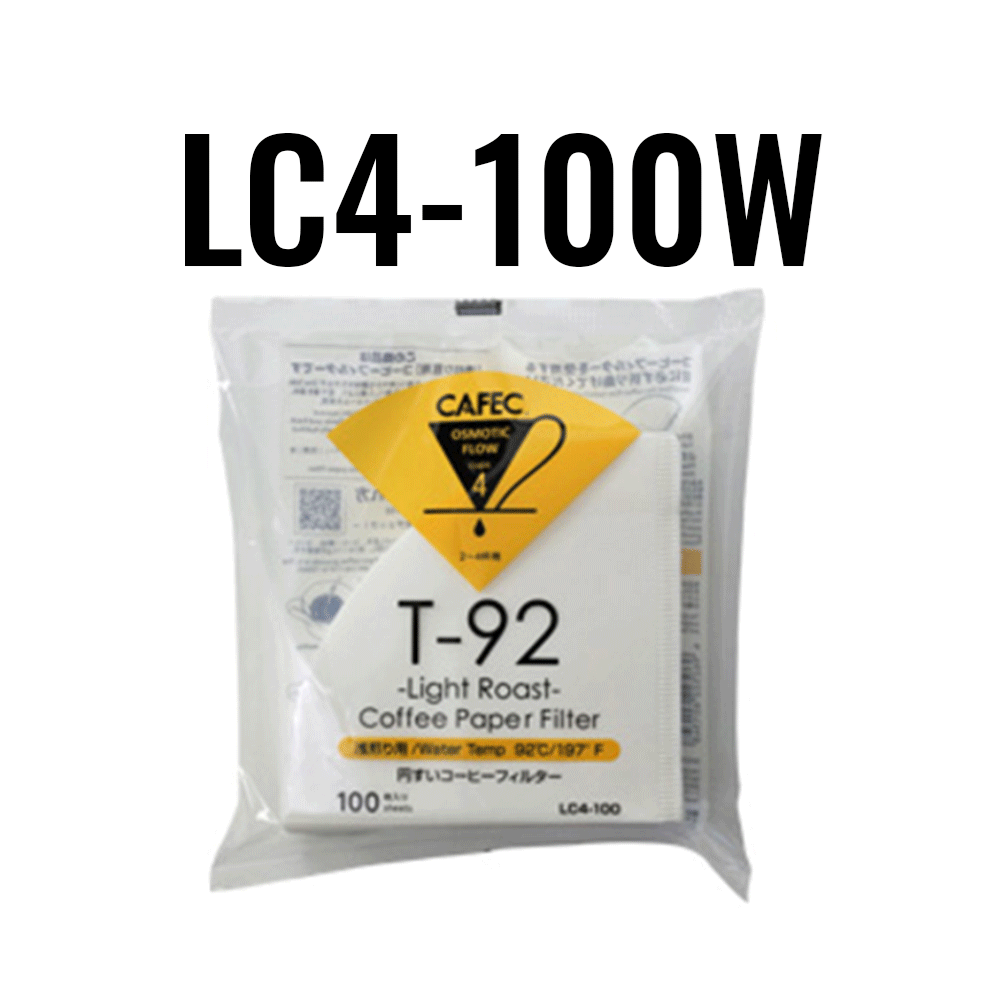 Cafec Paper Filter LC4-100W - Cone V60-02 Cup-4 100-Sheets - White - Light Roast 3