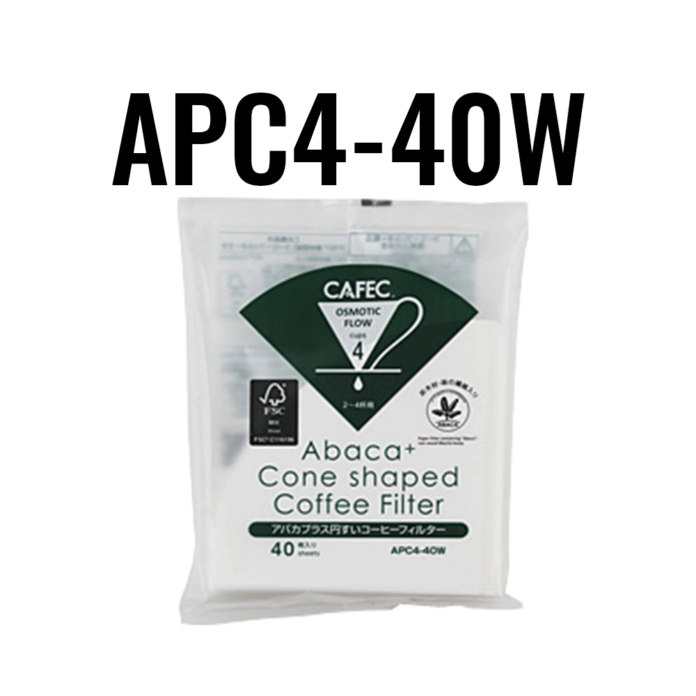 Combo 2 x Cafec Paper Filter APC4-40W - Cone V60-02 Cup-4 40-Sheets - White - Abaca+