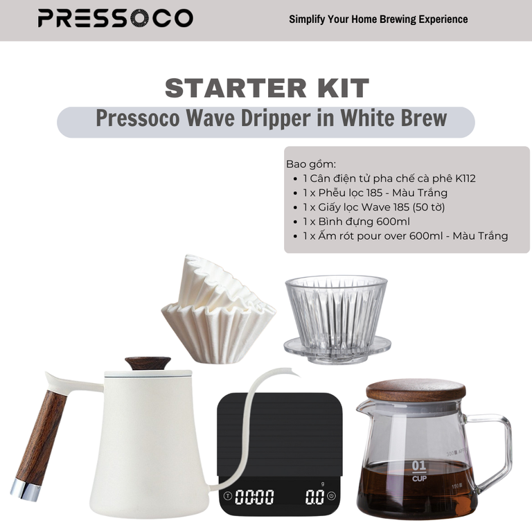Starter Kit Pressoco Wave Dripper in White Brew 3