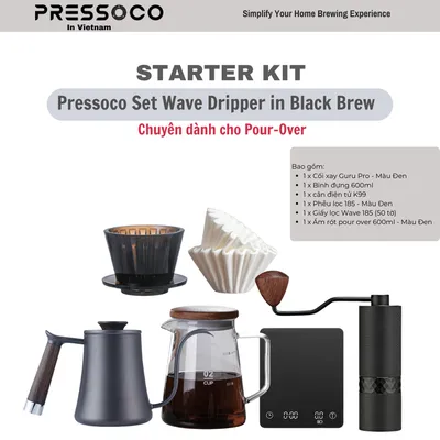 Starter Kit Pressoco Set Wave Dripper in Black Brew