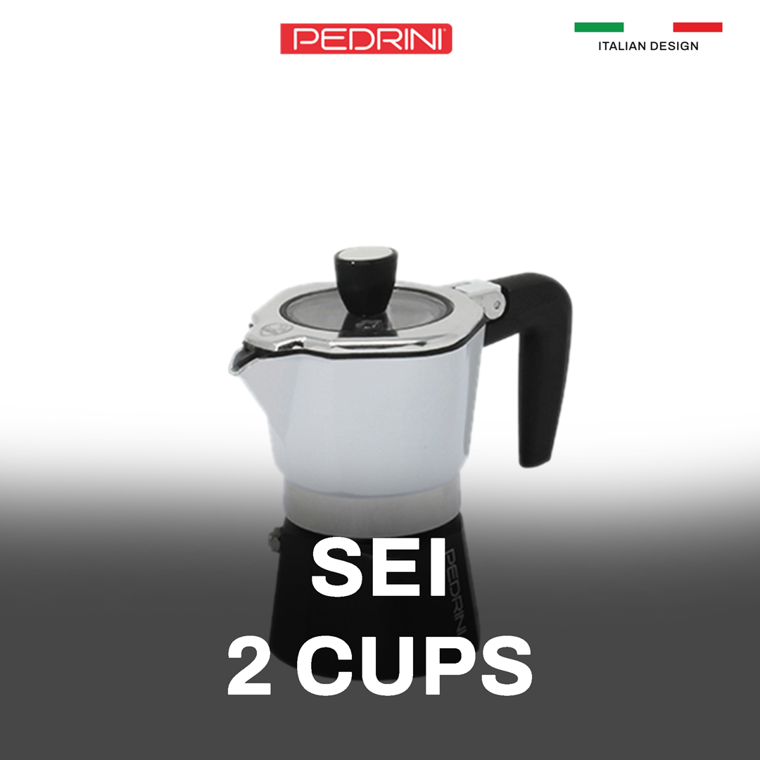 PEDRINI Sei Moka plus Coffee Maker 2 Cups - Painted aluminium