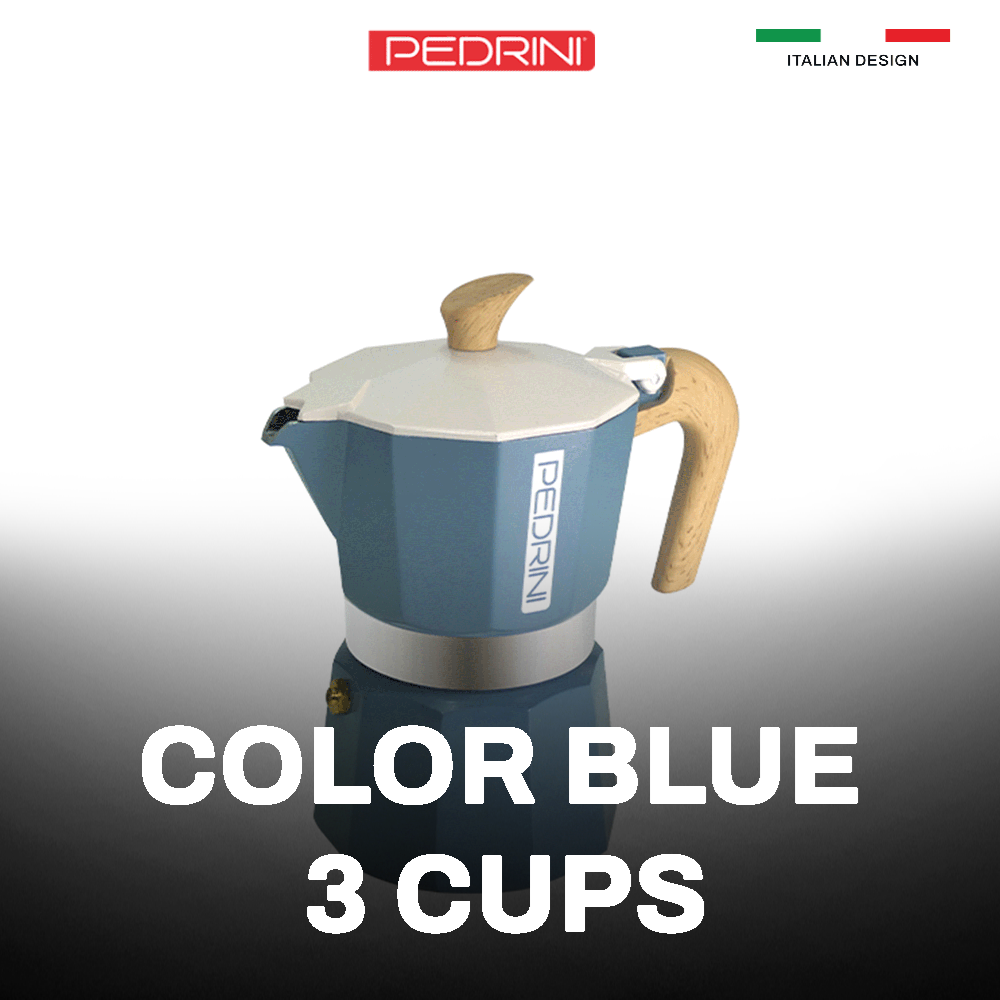 PEDRINI MyMoka Color Coffee Maker 3 Cups - Vintage Blue