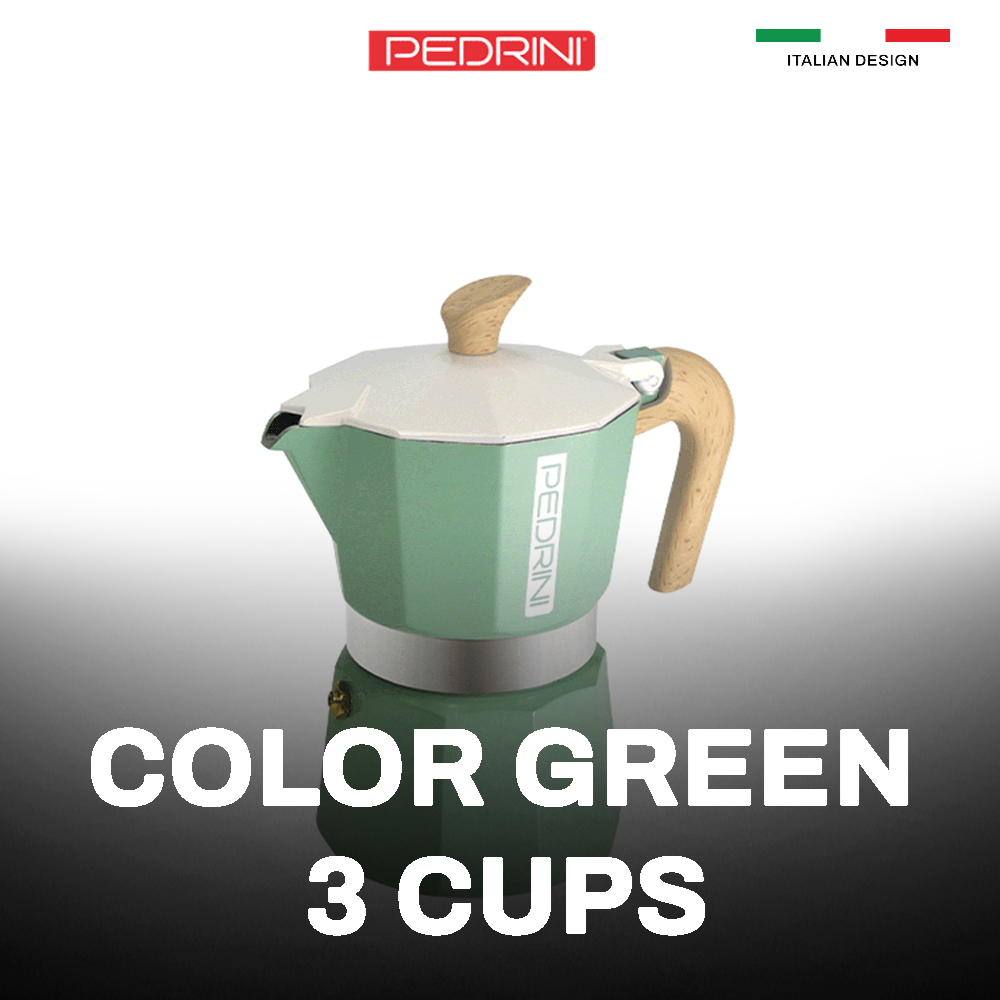 PEDRINI MyMoka Color Coffee Maker 3 Cups - Vintage Green