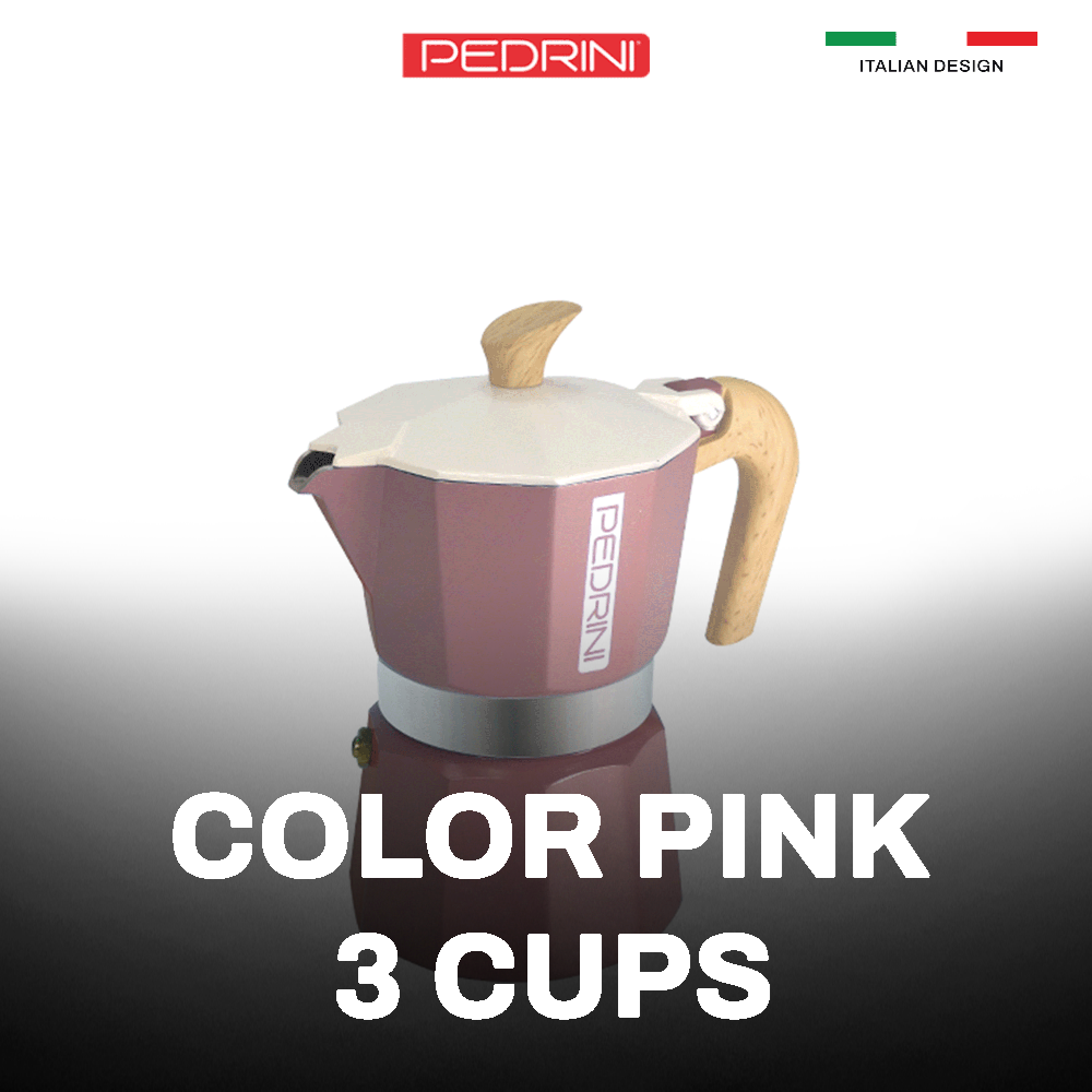 PEDRINI MyMoka Color Coffee Maker 3 Cups - Vintage Pink