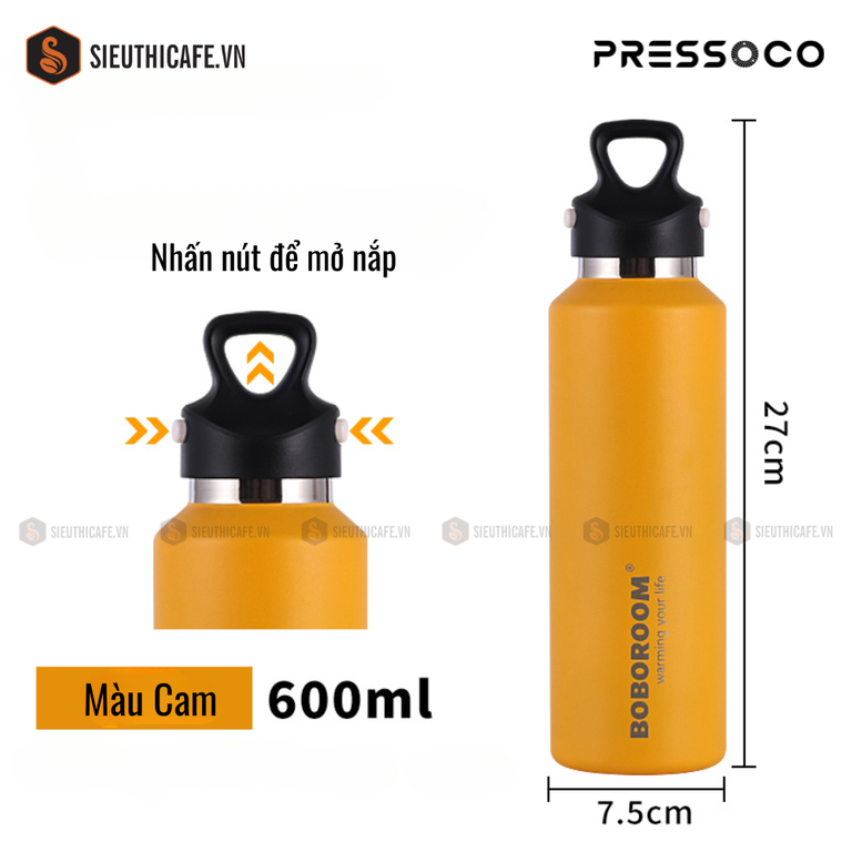 Bình giữ nhiệt 600ml - màu cam 14