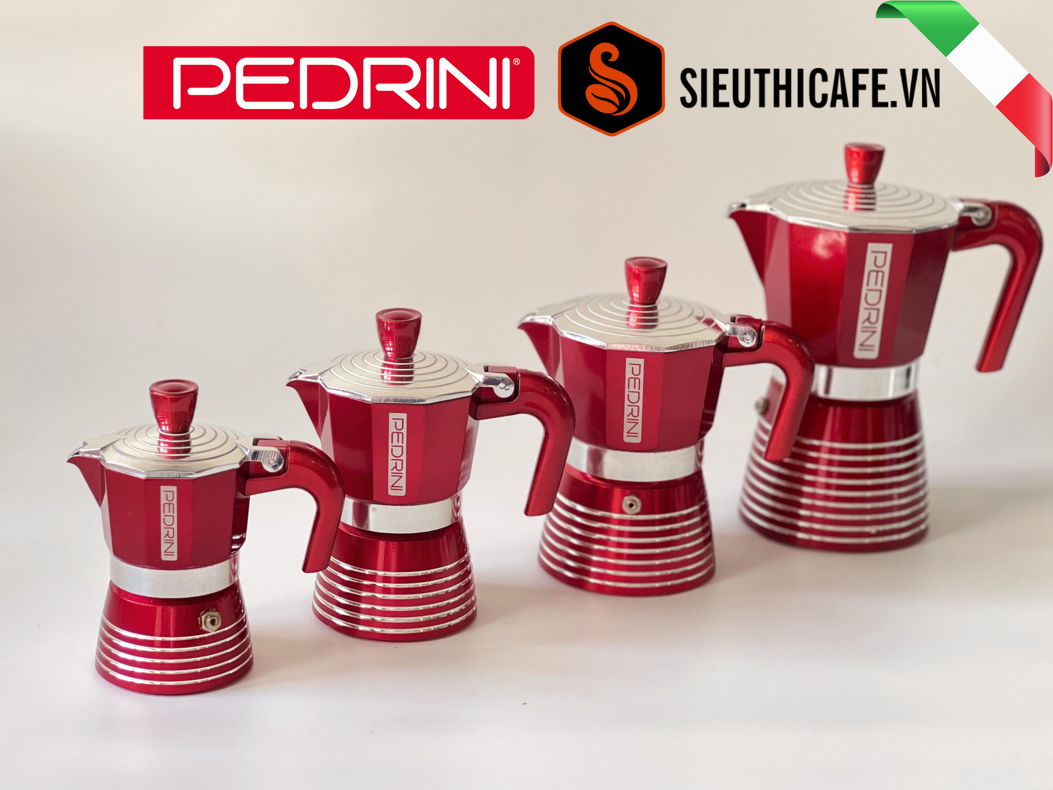 PEDRINI Infinity Passion Coffee Maker 2 Cups - Red 8