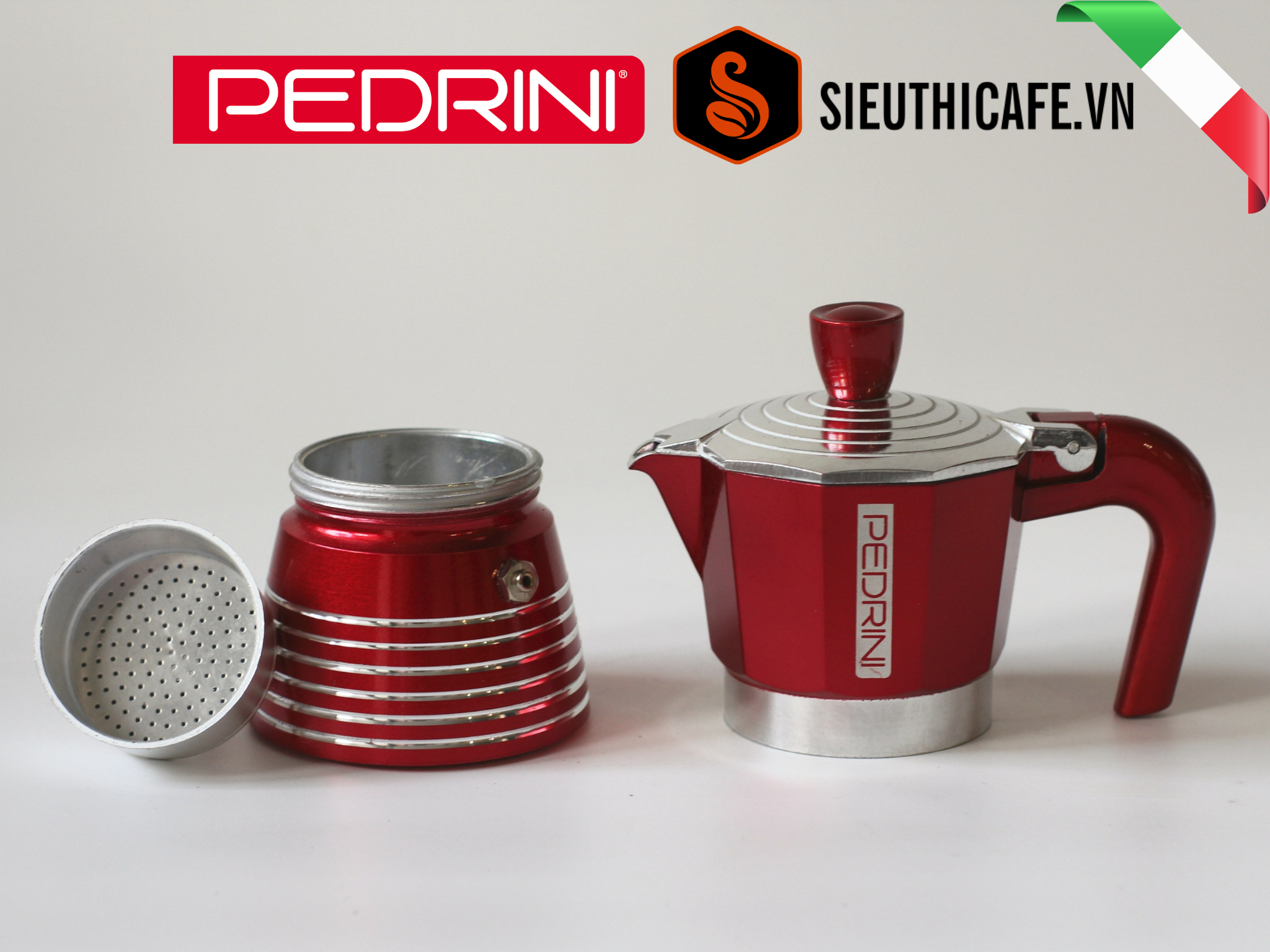 PEDRINI Infinity Passion Coffee Maker 2 Cups - Red 9