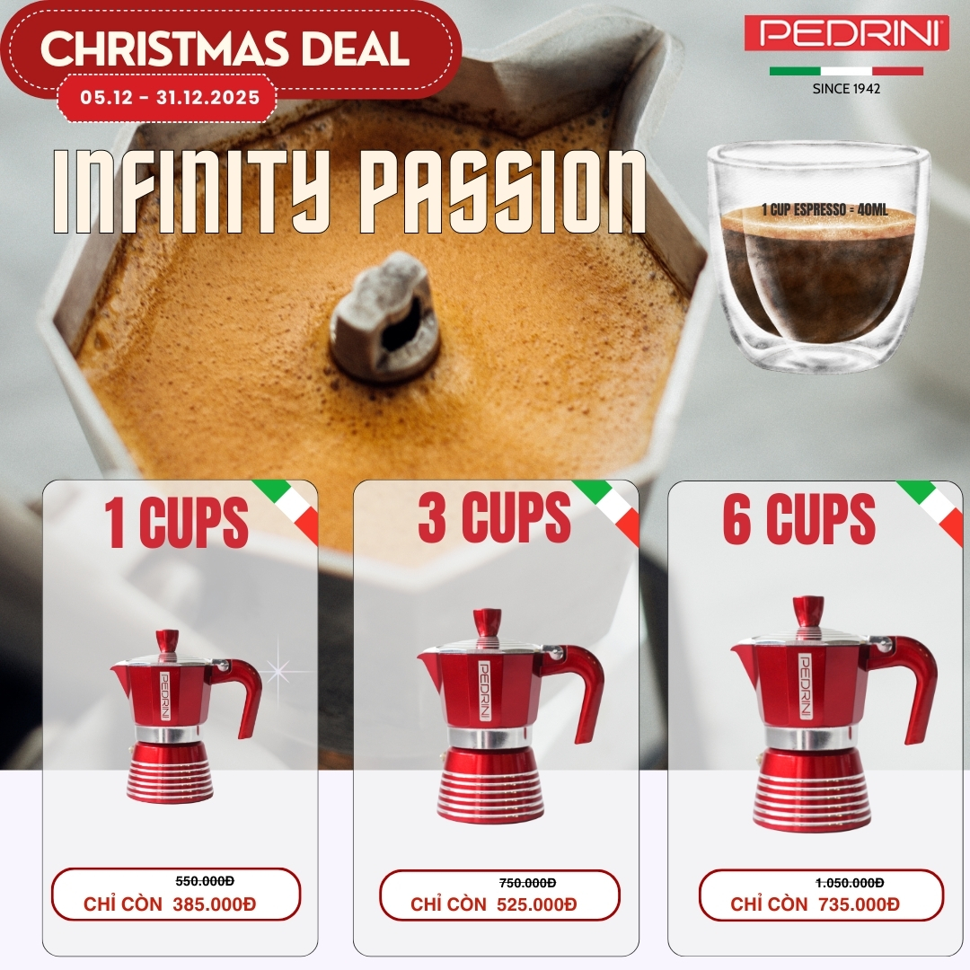 PEDRINI Infinity Passion Coffee Maker 2 Cups - Red 6