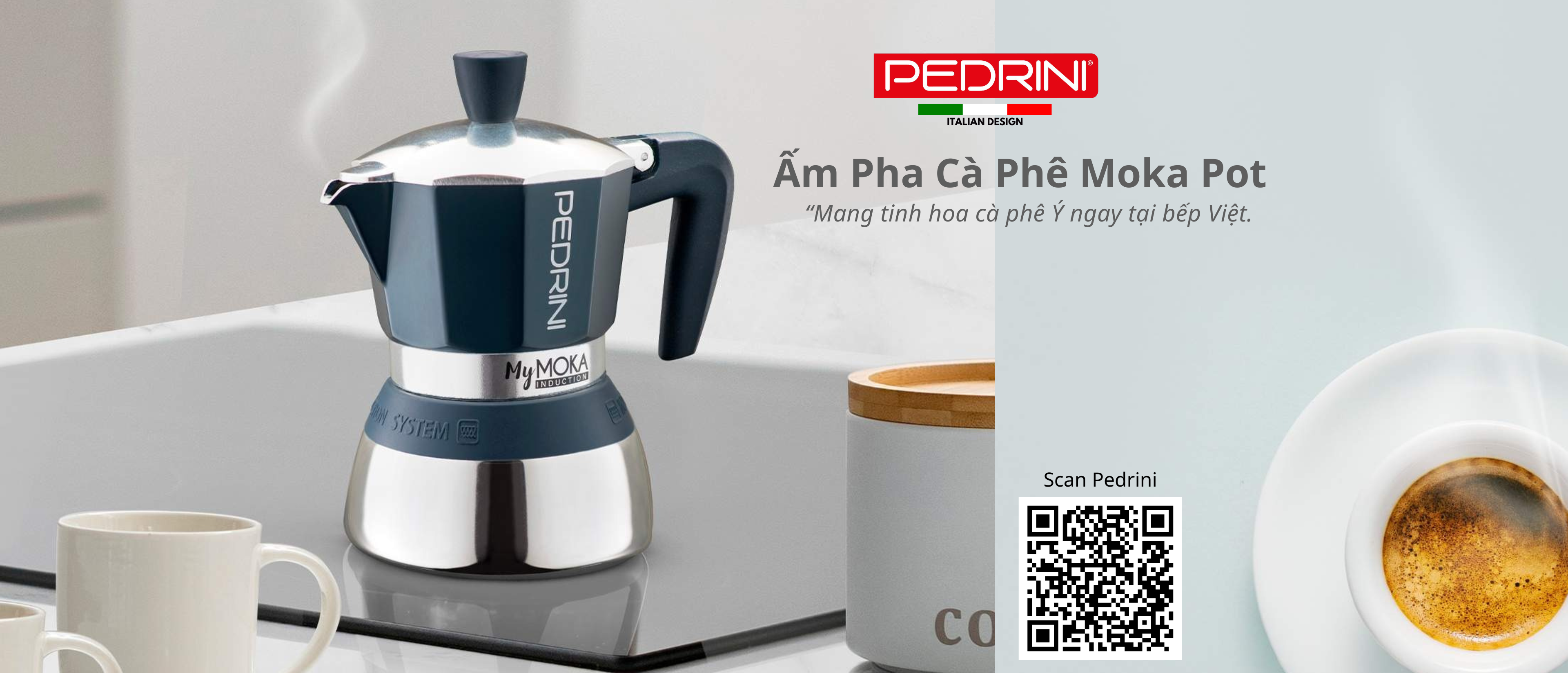 Ấm pha cà phê PEDRINI Kaffettiera 3 Cups - Đỏ