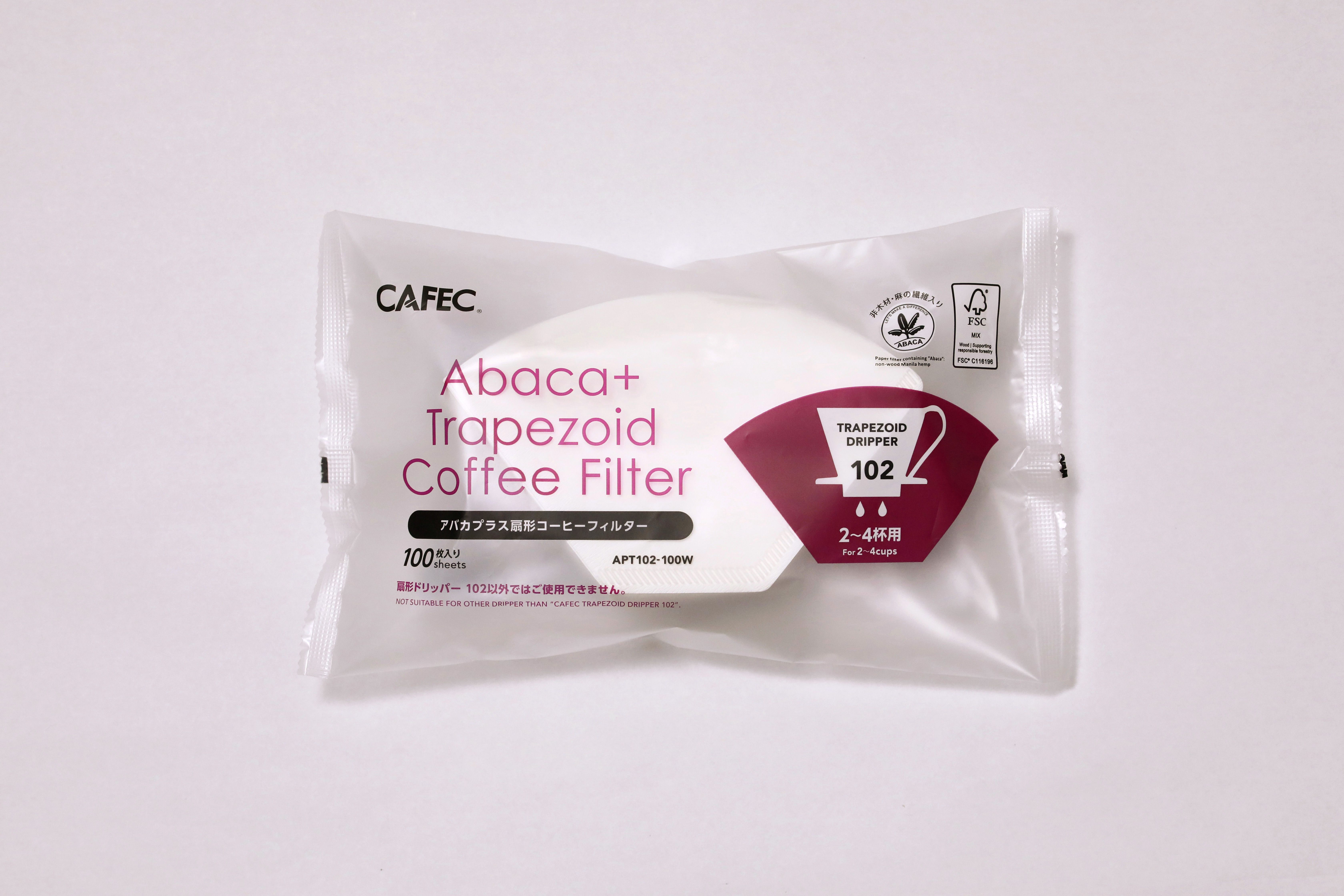 Cafec Abaca trapezoid paper filter 103 (white)
