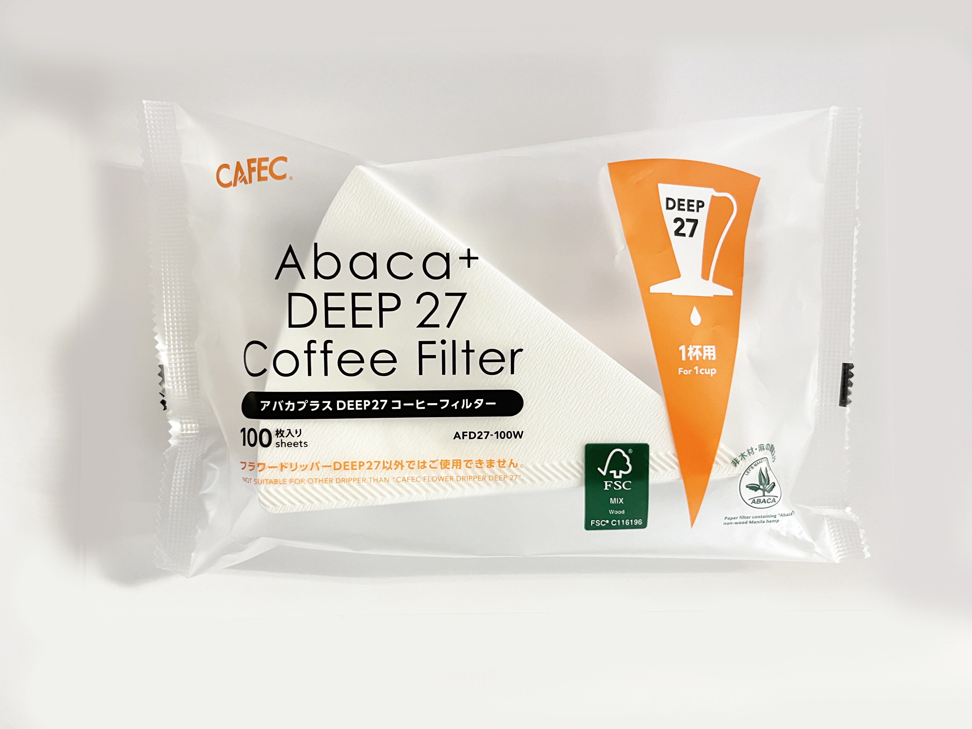 Cafec Abaca trapezoid paper filter 102 (white) 100pcs/pack