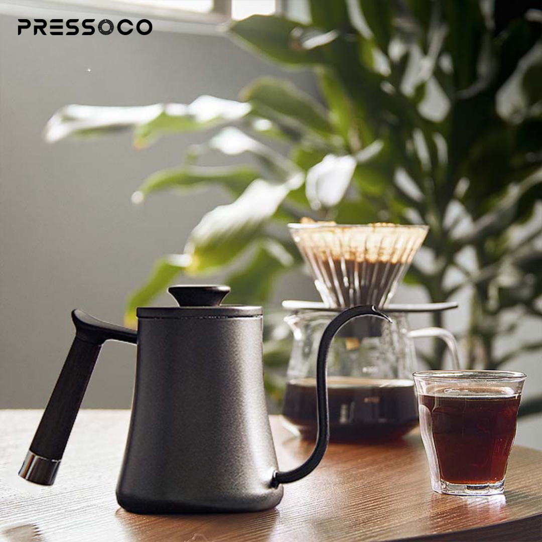 Pressoco Kettle 304 Stainless Steel Pour Over 600ml - Leather Brown