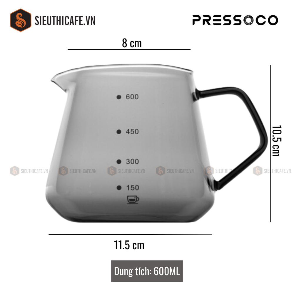 Pressoco Server Obsidian 600ml Orange Glass (W.Lip) 14