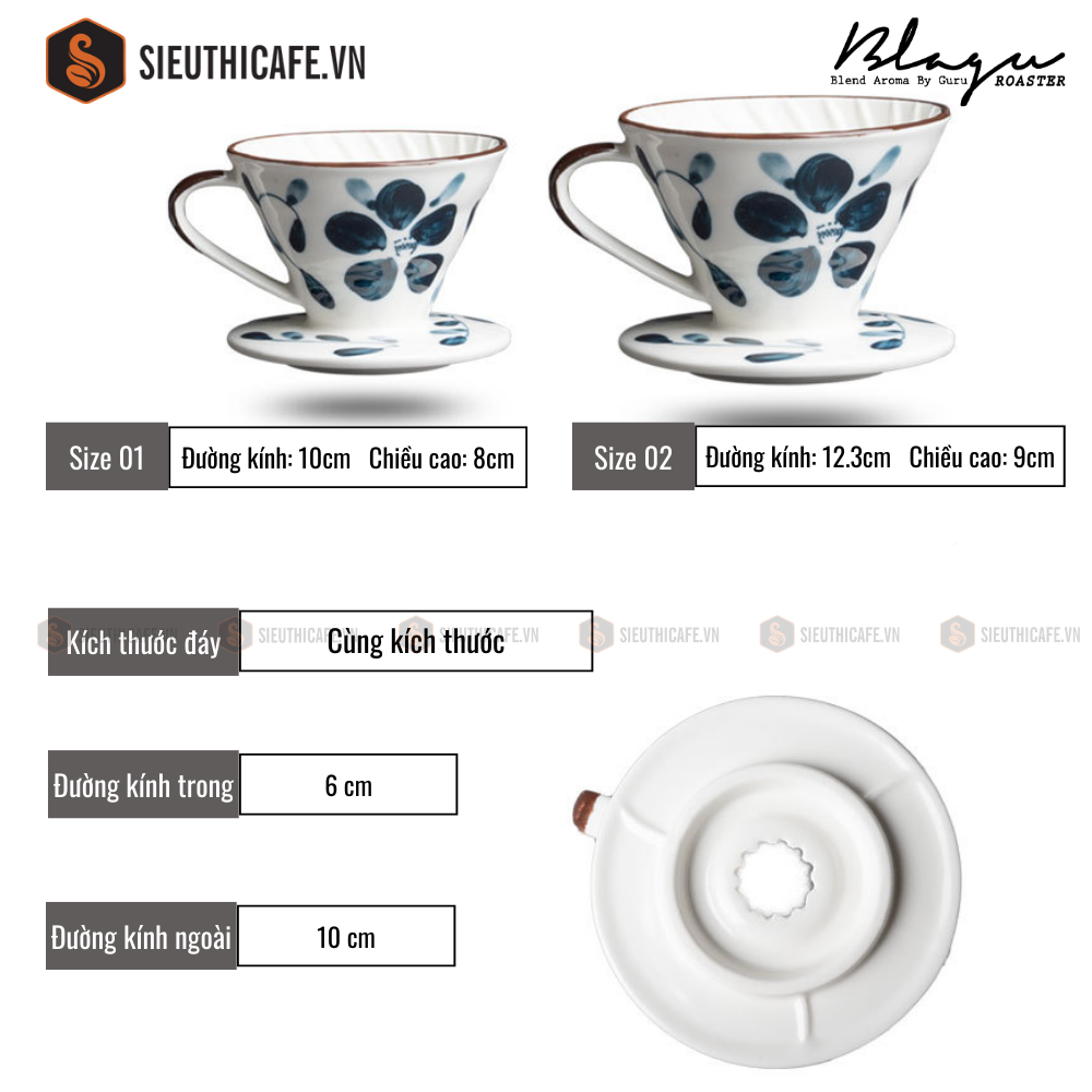 Phễu lọc Blagu V60 Ayaka size 02 - White flower 13