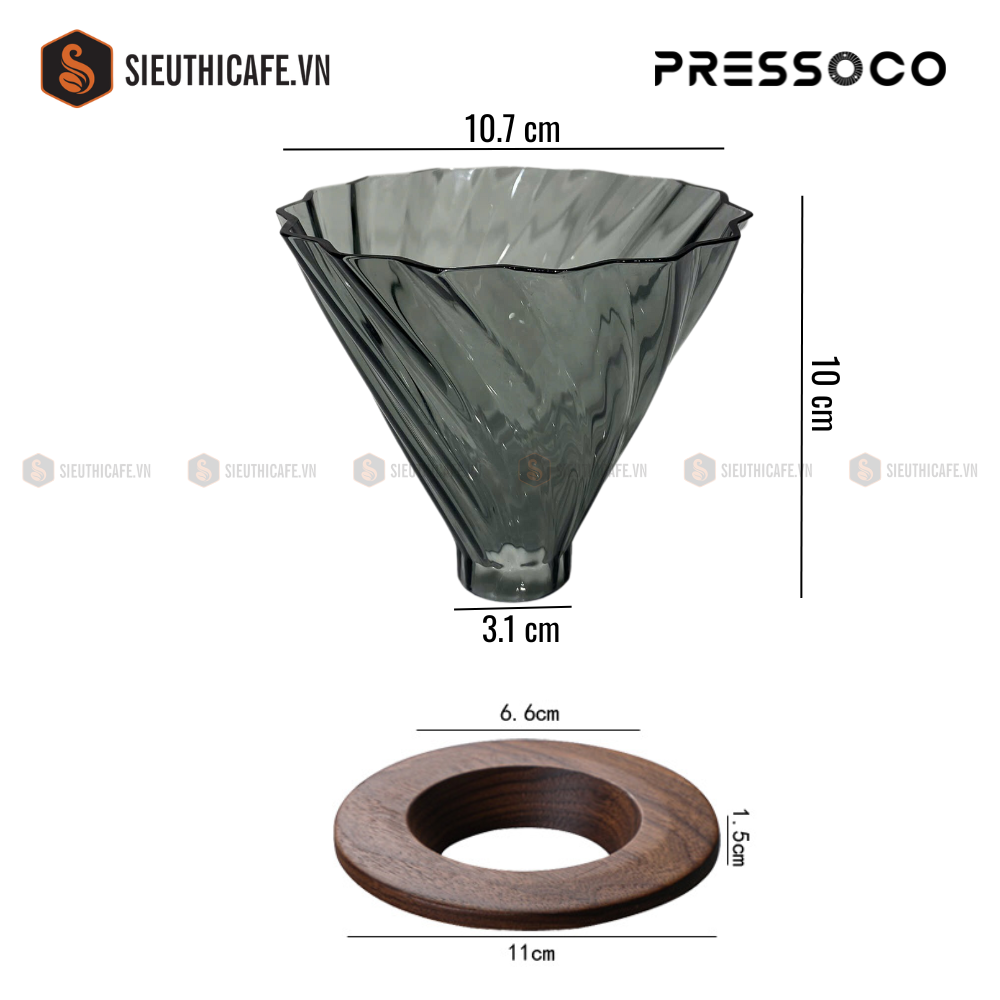Pressoco Glass Dripper V60 2-4 cups 11