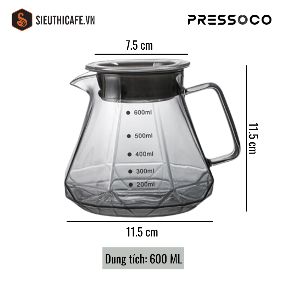 Pressoco Server Obsidian 600ml Smoke Glass (W.Lip) 9
