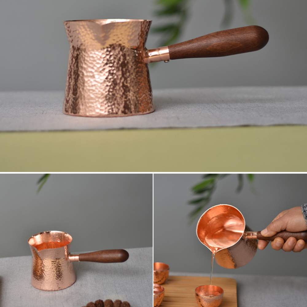 Turkey Set Handcrafted & Painted Copper Turkish Coffee & Espresso Set of 2 (With Coffee Pot)