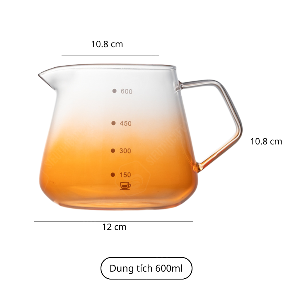 Pressoco Server Obsidian 600ml Orange Glass (W.Lip) 2