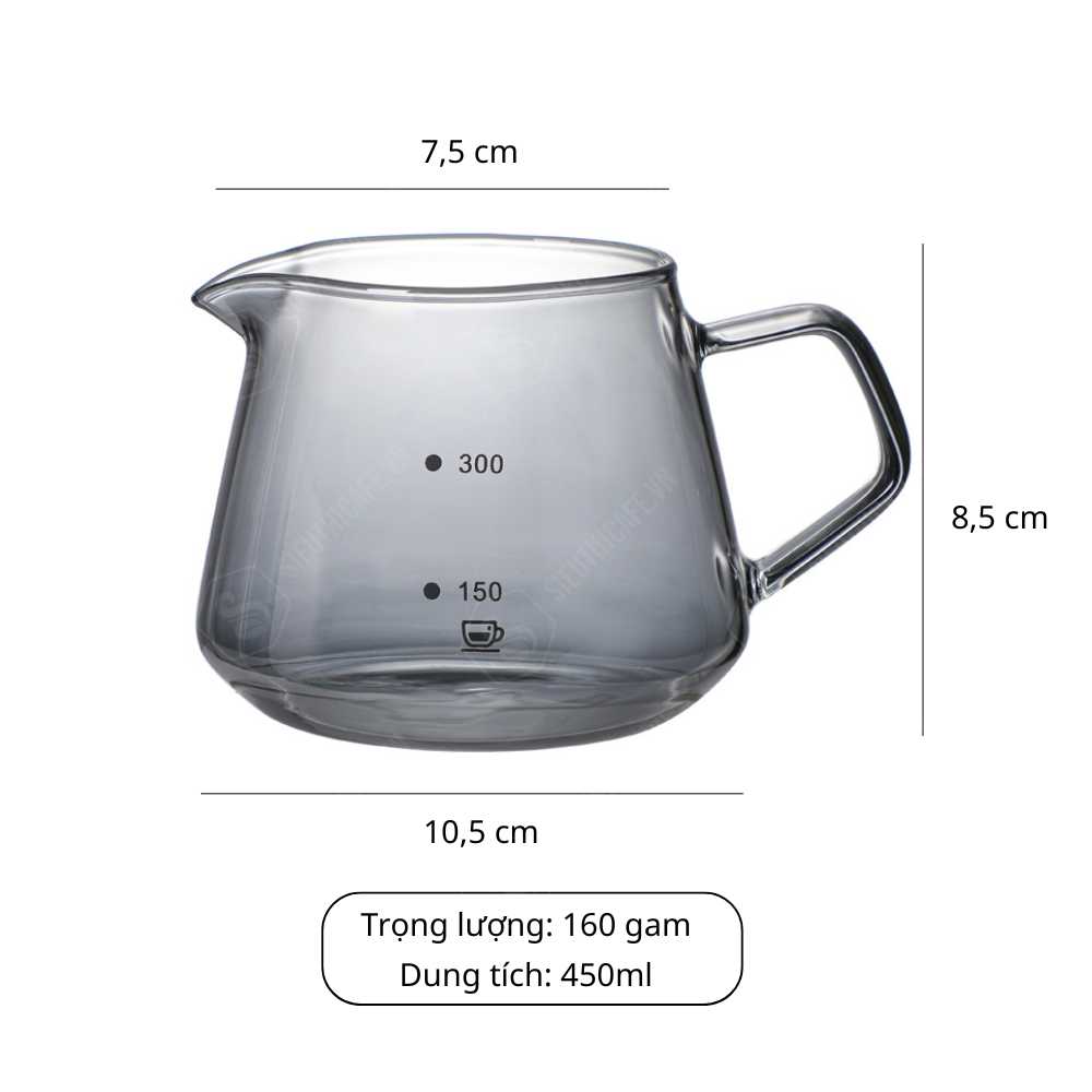 Pressoco Server Obsidian 600ml Smoke Glass (W.Lip) 11