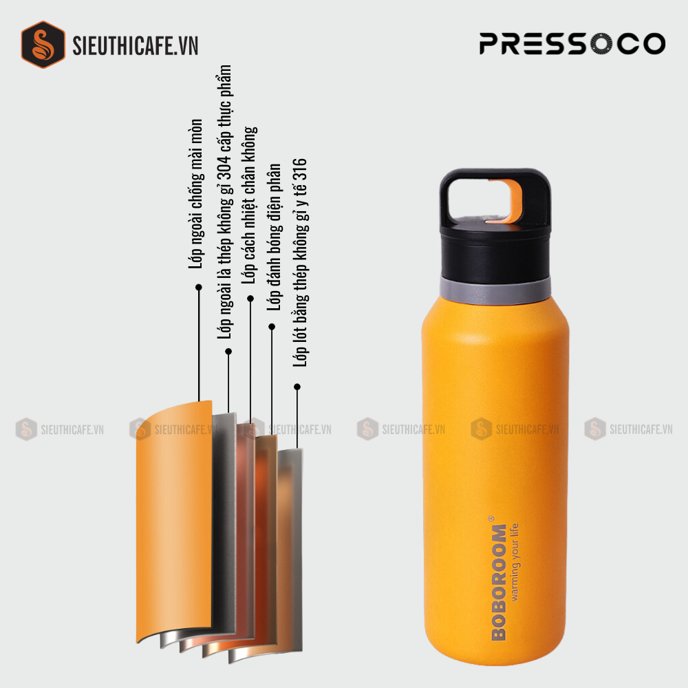 Bình giữ nhiệt 550ml - màu cam 8