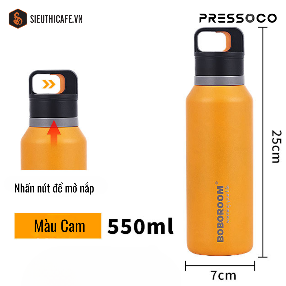 Bình giữ nhiệt 550ml - màu cam 7