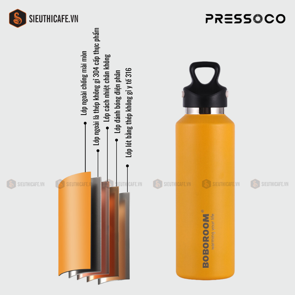 Bình giữ nhiệt 600ml - màu cam 8