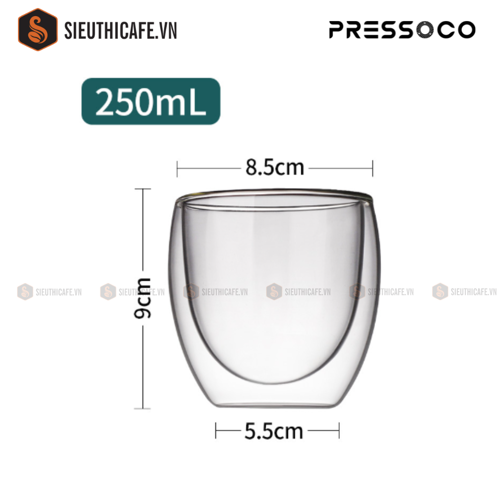Pressoco Pavina Double Glass Cups 250ml 12