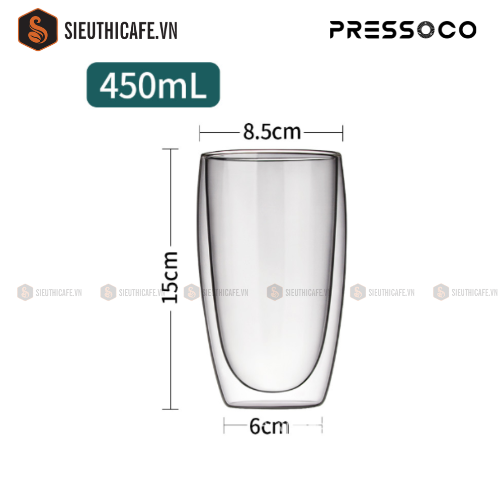 Pressoco Pavina Double Glass Cups 450ml 6