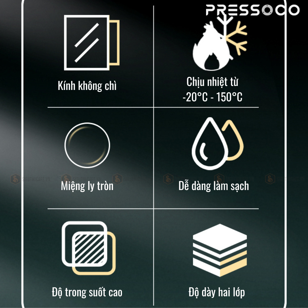 Pressoco Double Glass Cups 350ml 5