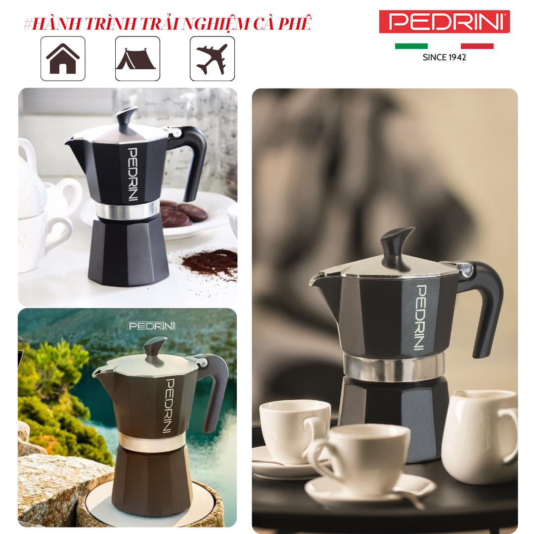 PEDRINI Aroma Coffee Maker 6 Cups - Black 6