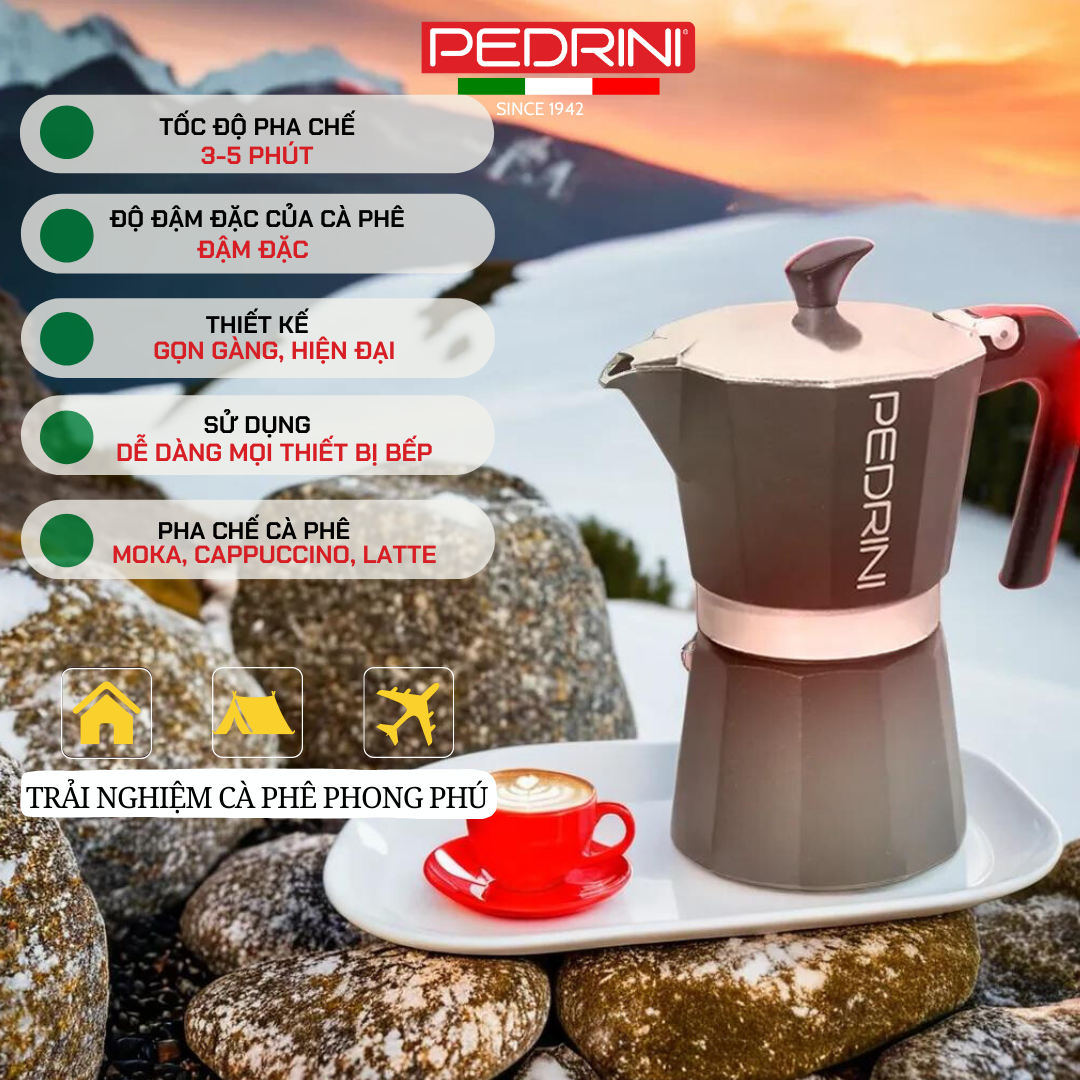 PEDRINI Aroma Coffee Maker 3 Cups - Black 5