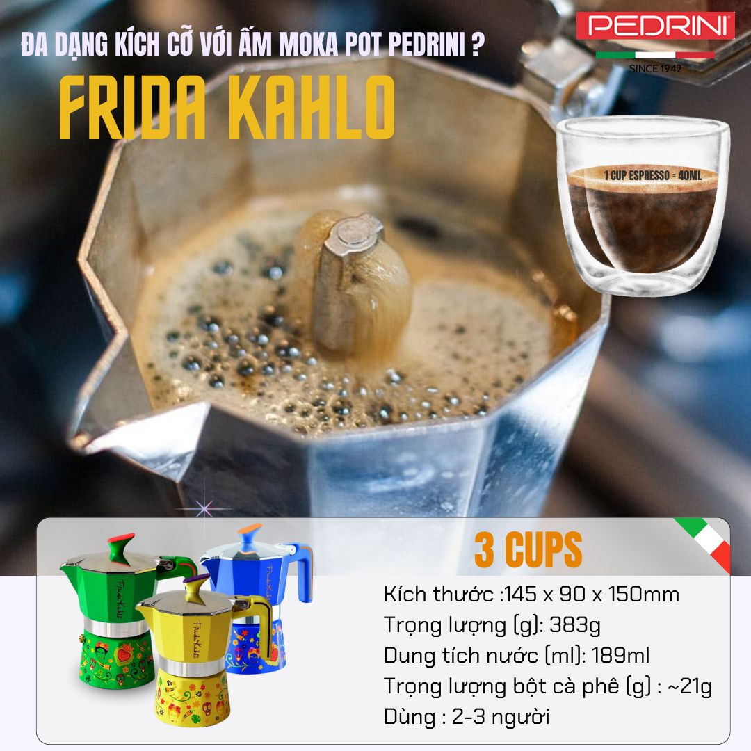 Pedrini Frida Kahlo - 3 cups - Blue Color - 02CF141 2