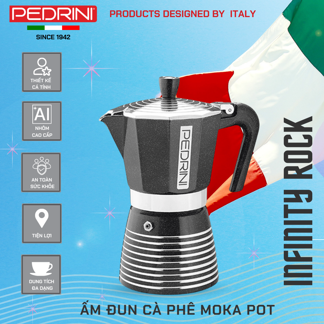 PEDRINI Infinity Rock Coffee Maker 1 Cup - Black 4