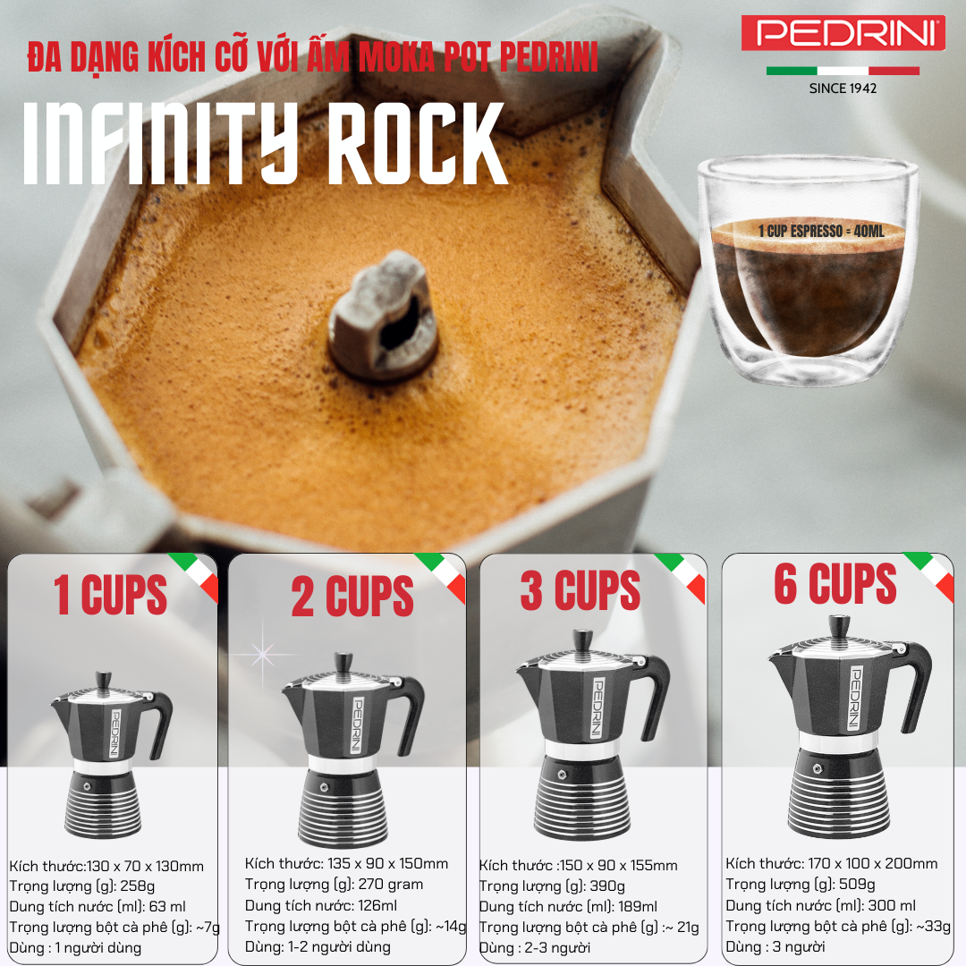 PEDRINI Infinity Rock Coffee Maker 1 Cup - Black 5
