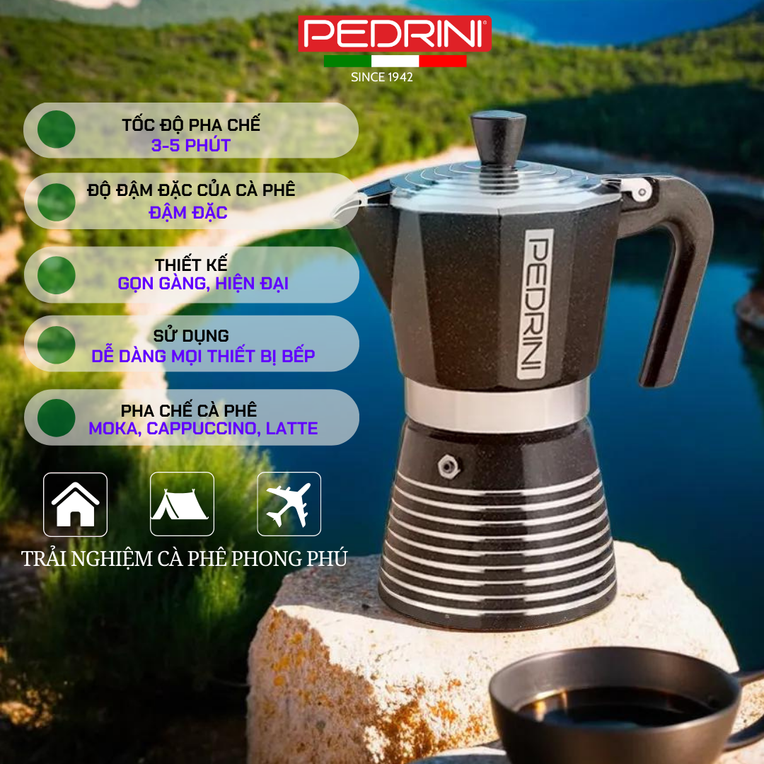 PEDRINI Infinity Rock Coffee Maker 1 Cup - Black 3