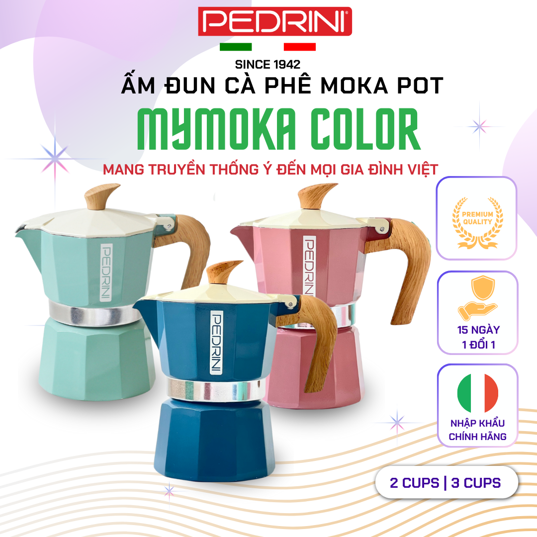 PEDRINI Kaffettiera Coffee Maker 6 Cups - Red 3