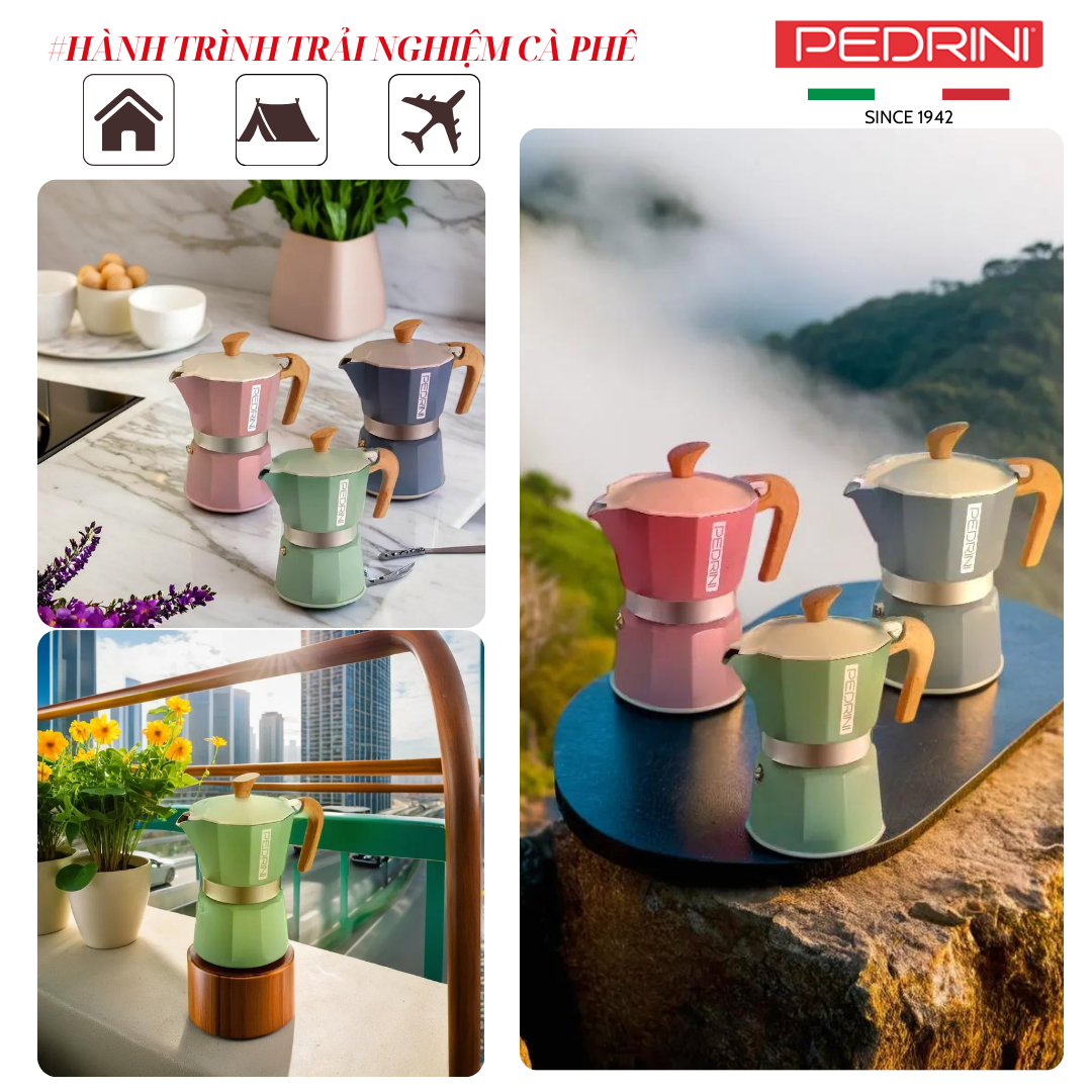 PEDRINI MyMoka Color Coffee Maker 2 Cups - Vintage Green 7