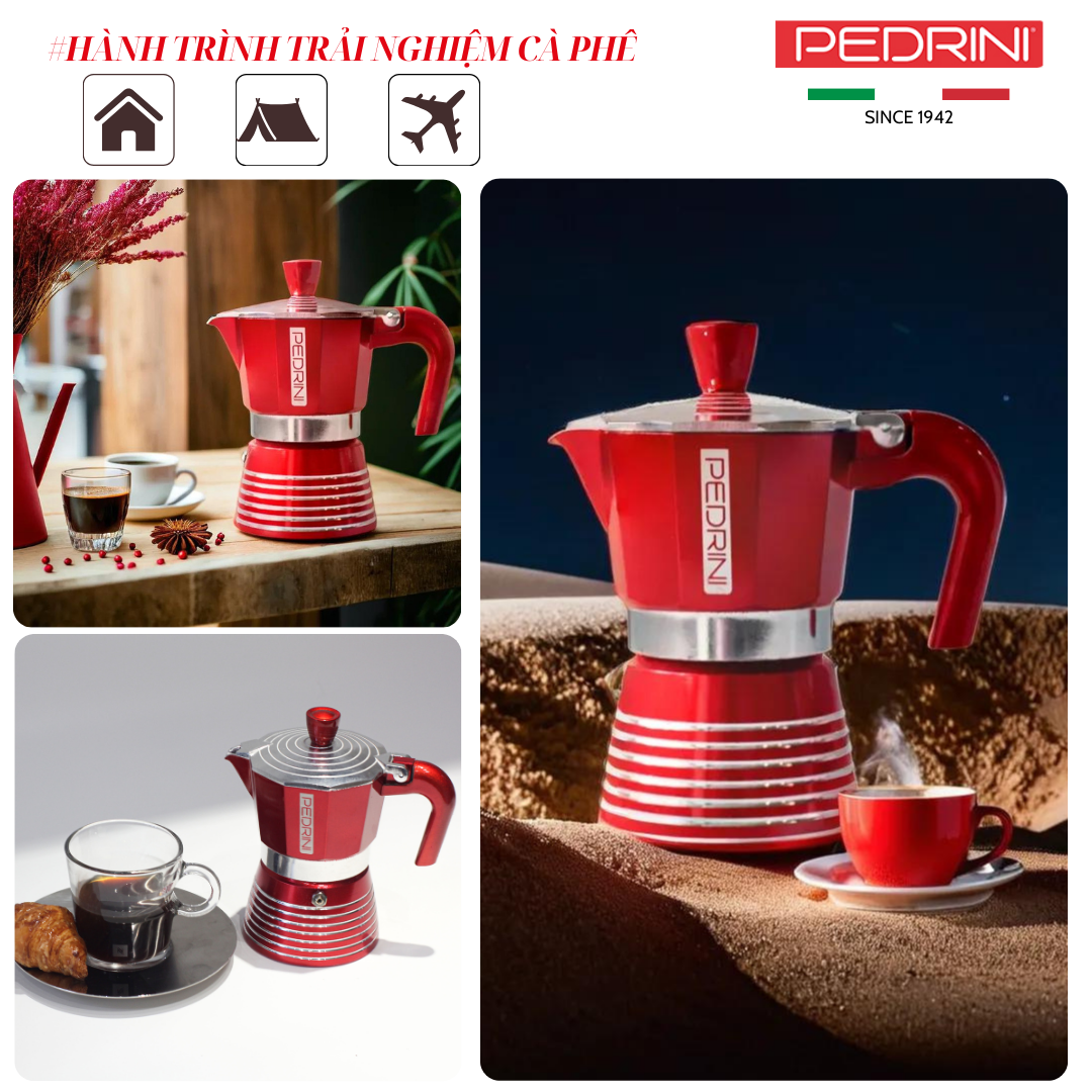 PEDRINI Infinity Passion Coffee Maker 3 Cups - Red 6